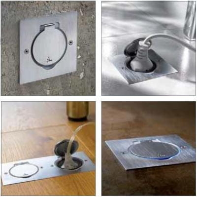 Gniazdo podłogowe kwadratowe 2P+Z INOX Legrand 089700